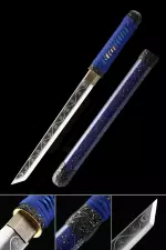 Handmade Japanese Tanto Sword With Blue Scabbard
