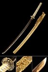 Handmade Japanese Katana Sword High Manganese Steel With Golden Blade And Scabbard