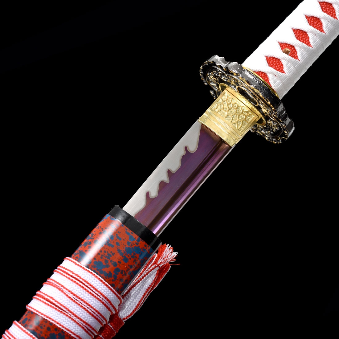 Handmade 1045 Carbon Steel Red Blade Full Tang Real Japanese Katana Samurai Swords Truekatana