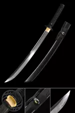 Handmade Japanese Wakizashi Sword T10 Folded Clay Tempered Steel Real Hamon