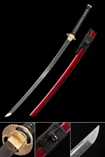 Handmade Sharp Katana Sword T10 Folded Clay Tempered Steel Real Hamon Full Tang