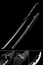 Handmade Japanese Katana Sword With Black Blade And Scabbard