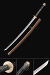 WWII Type 98 Shin Gunto Officer Katana - 1060 Carbon Steel with Brown Hardwood Saya and Copper Fittings