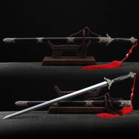 Handmade Damascus Steel Plum Orchid Bamboo Chrysanthemum Theme Chinese Swords