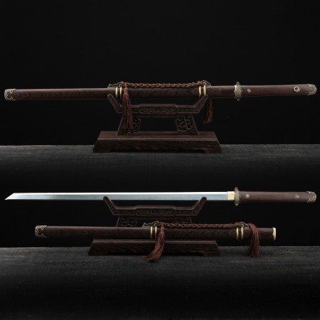 Classic Chinese Tang Dynasty Damascus Steel Full Tang Straight Chinese Swords