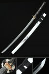 Handmade Japanese Katana Sword T10 Carbon Steel Real Hamon With White Scabbard
