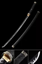 Handmade Japanese Samurai Sword High Manganese Steel Full Tang With Black Scabbard