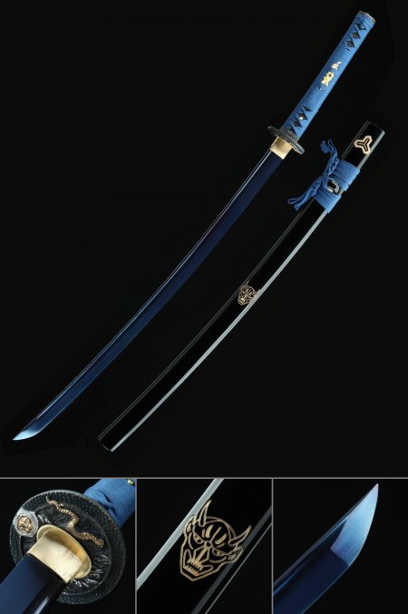 Handmade Japanese Katana Sword 1060 Carbon Steel With Blue Blade