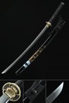 Handmade Sharp Katana Sword Damascus Steel Full Tang With Black Scabbard