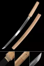 Handmade Shirasaya Wakizashi Sword T10 Carbon Steel