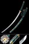 Odachi Sword 1095 Carbon Steel with Teal Lacquer Saya & Green Ito Wrap