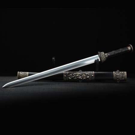 Handmade Full Tang Real Chinese Han Sword With Black Bronze Scabbard