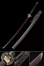 Handmade Japanese Samurai Sword 1000 Layer Folded Steel With Red Blade